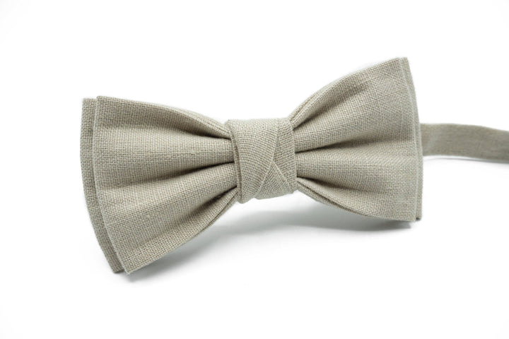 Versatile Beige Linen Suspender & Bow Tie Set | Available in Multiple Sizes and Colors