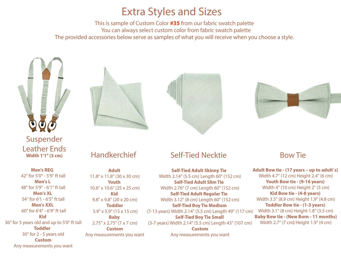 Classic Beige Men's Bow Tie | Optional Matching Pocket Square & Suspenders | Sophisticated Men's Accessories