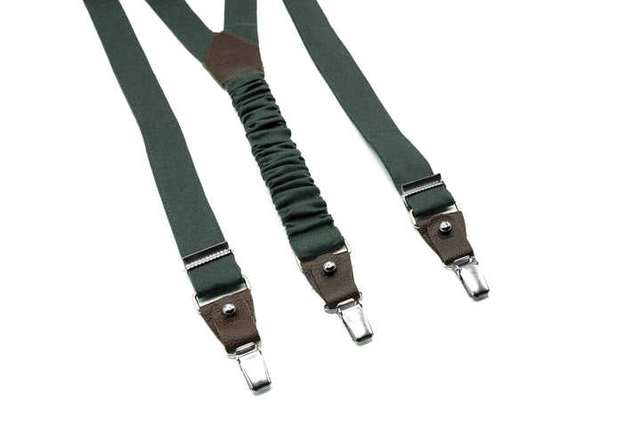 Hunter Green Suspender Set: Men's, Boys', Toddlers' Bow Tie; Wedding Accessories - Dark Green Suspenders for Kids, Baby, Wedding
