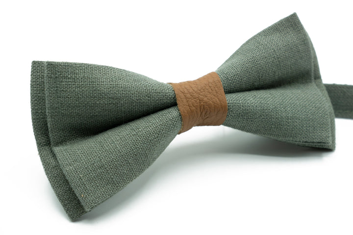 Eucalyptus Bow Tie and Suspender Set - Timeless Groomsmen Accessories - Optional Pocket Square