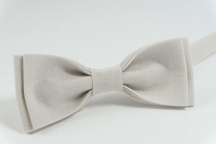 Ivory linen bow tie for boys | Linen wedding bow tie for groomsmen