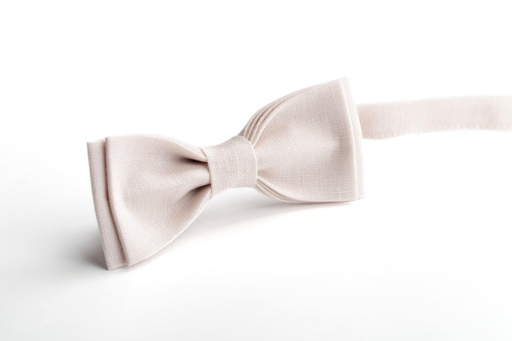 Ivory Linen Color Bow Tie for Grooms and Boys - Timeless Elegance for Special Occasions