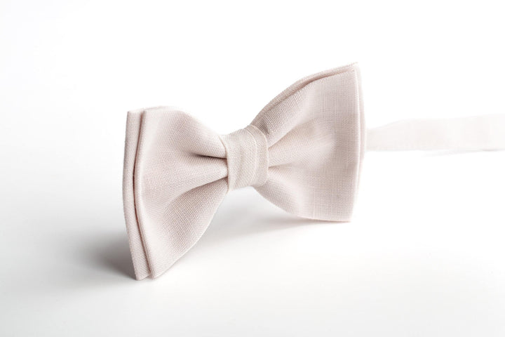 Ivory Pre-Tied Bow Ties for Your Wedding Party - Elevate Your Groomsmen's Style with Linen Elegance
