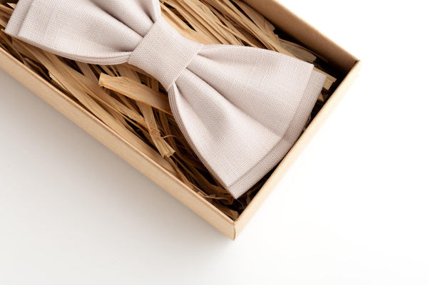 Ivory Wedding Bow Tie for Groom - Embrace Elegance with Eco-Friendly Linen