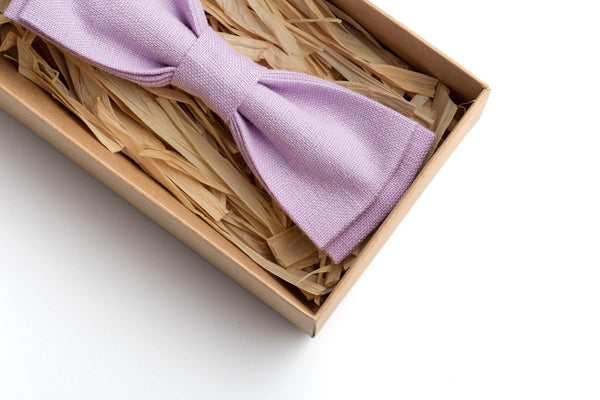 Elegant Lilac Skinny Bow Tie and Pocket Square Set | Perfect Groomsmen Accessories