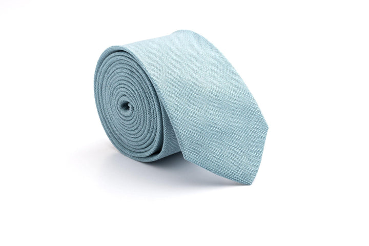 Sea Blue Eco Friendly Linen Wedding Tie for Groomsmen - Stylish Groom Necktie Collection