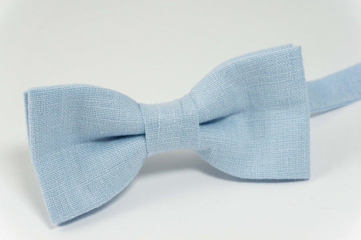 Light blue linen bow tie | Light blue mens ties