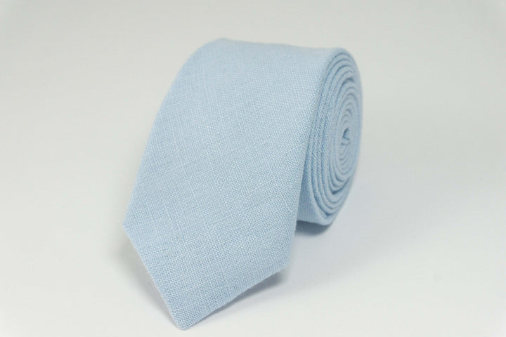 Ice Blue Linen Necktie | Perfectly Cool Accessory for Wedding Days