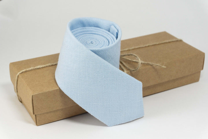 Ice Blue Linen Necktie | Perfectly Cool Accessory for Wedding Days