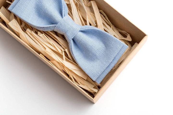 Ice Blue Skinny Bow Tie and Pocket Square Set - Stylish Accessories for Weddings