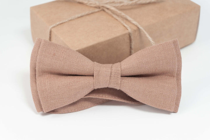Light brown bow tie for weddings | Light brown bow tie or necktie for boys or adults ! 100% linen bow ties