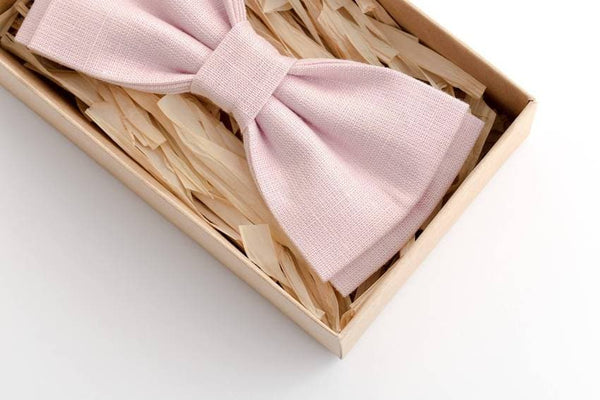 Pale Dusty Rose Linen Bow Tie - Refined Elegance for Any Occasion