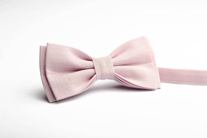 Pale Dusty Rose Linen Bow Tie - Refined Elegance for Any Occasion