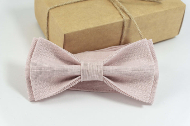 Light dusty rose bow tie / Light dusty rose linen bow tie for boys