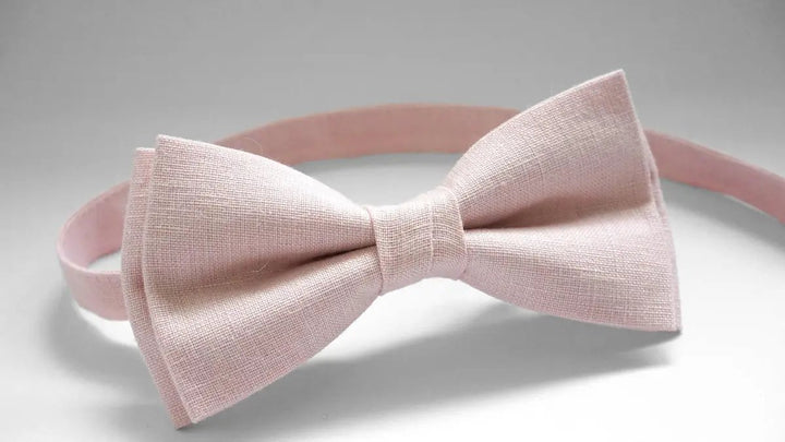 Charming Dusty Rose Linen Bow Tie - Ideal for Weddings and Formal Events