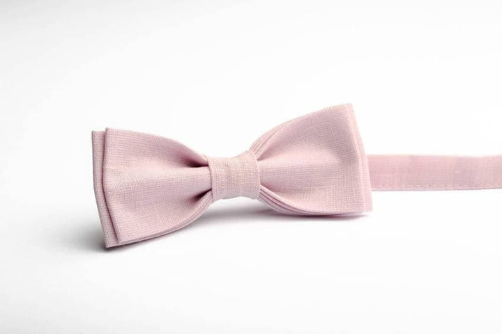 Pale Dusty Rose Linen Bow Tie - Subtle Charm for Special Moments
