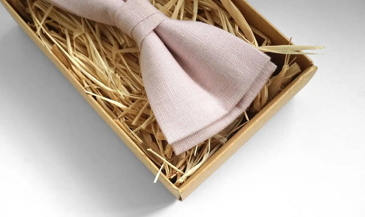 Charming Dusty Rose Linen Bow Tie - Ideal for Weddings and Formal Events