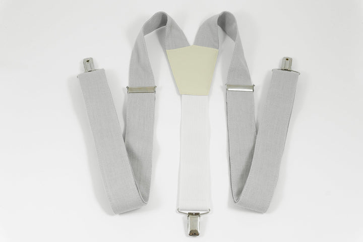 LIGHT GRAY linen suspenders Adjustable Y- Back Suspenders - Light gray wedding suspenders for groomsmen