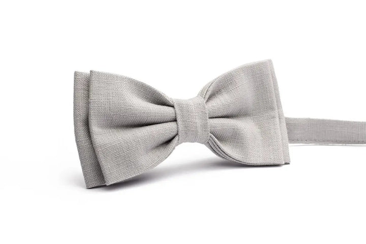 Light Gray Natural Baltic Linen Bow Tie - Elegant Accessory for Men and Boys