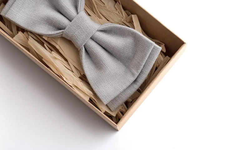 Light Gray Natural Baltic Linen Bow Tie - Elegant Accessory for Men and Boys