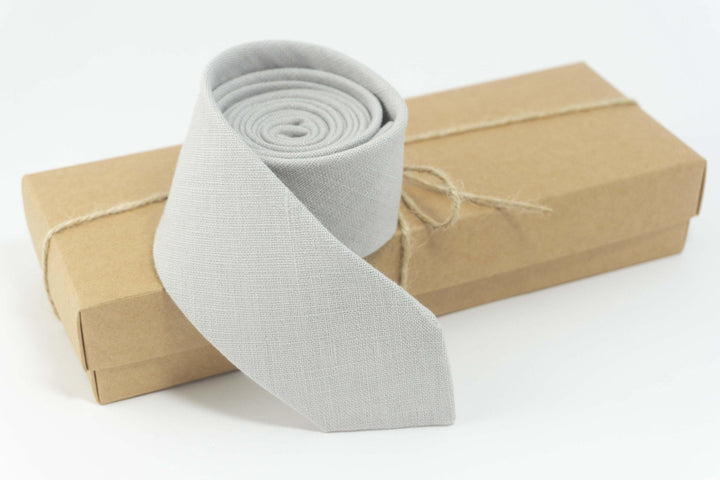 Light Gray necktie | Light Gray linen best men ties for weddings
