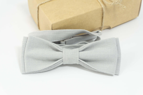 Light Gray wedding bow tie | boys bow tie