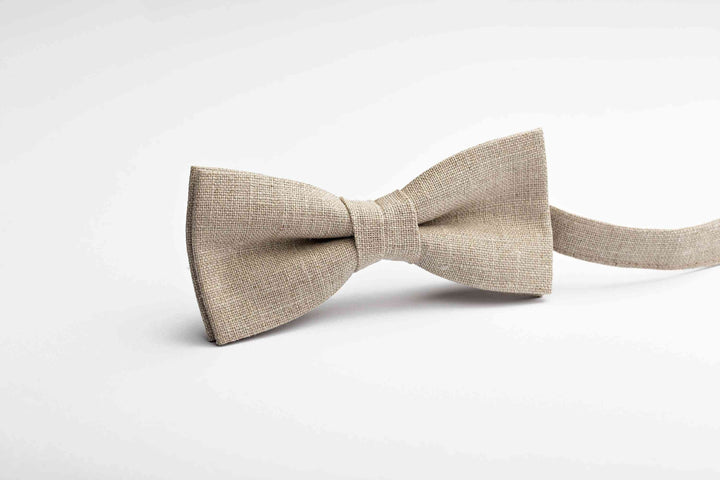 Make a Statement with Our Natural Linen Bow Tie - Ideal for Grooms and Groomsmen