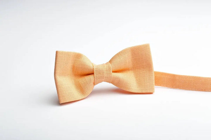 Light Linen Peach Bow Tie - Elegant Accessory for Men, Boys, & Kids at Weddings
