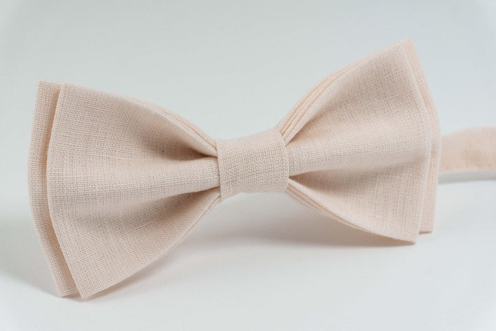 Light peach bow tie / Peach linen bow tie for boys