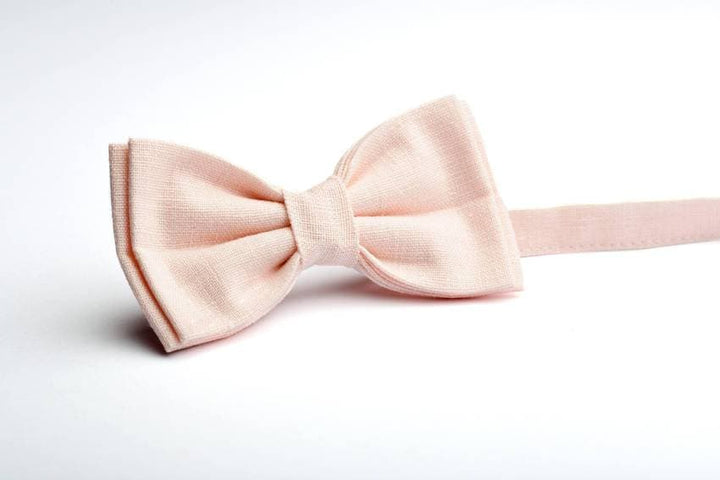 Petal Pink Linen Bow Tie - A Timeless Accessory for Special Occasions
