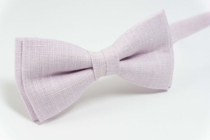 Light Pink pre tied bow ties for you wedding party | Light Pink Linen pre tied bow tie for you groom