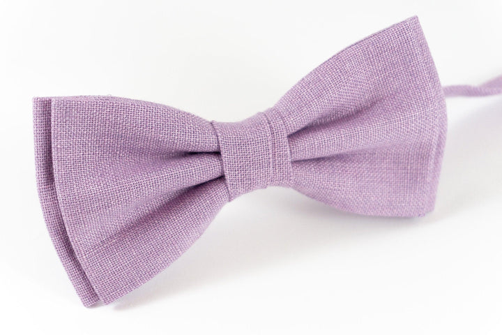 Light Purple bow tie and pocket square for wedding | Eco Friendly Linen purple bow tie gift for groomsmen