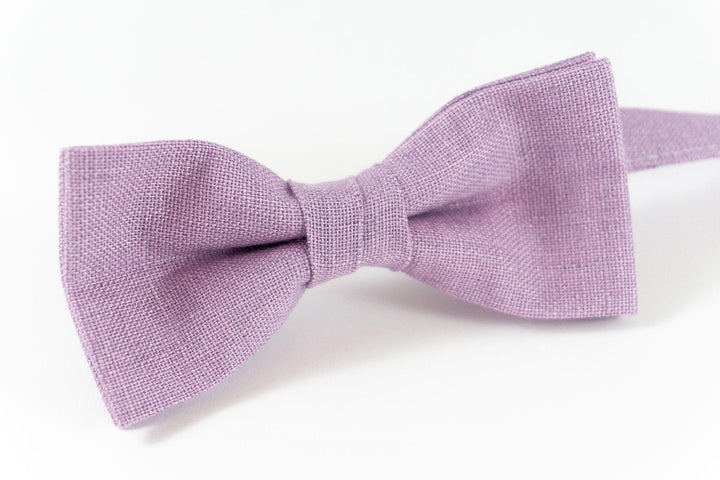 Light Purple wedding bow tie can be ordered with matching pocket square for weddings | Eco Friendly Linen bow tie gift for groomsmen