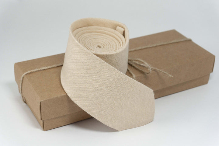 Natural Linen Necktie in Light Sand | Ideal for Weddings