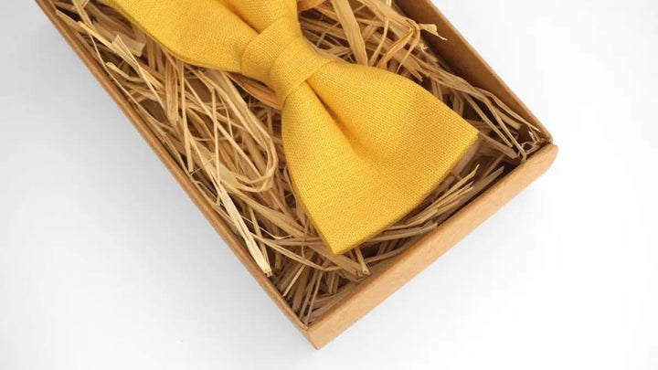 Light Yellow Bow Tie & Pocket Square Set - Ideal for Weddings & Children's Attire