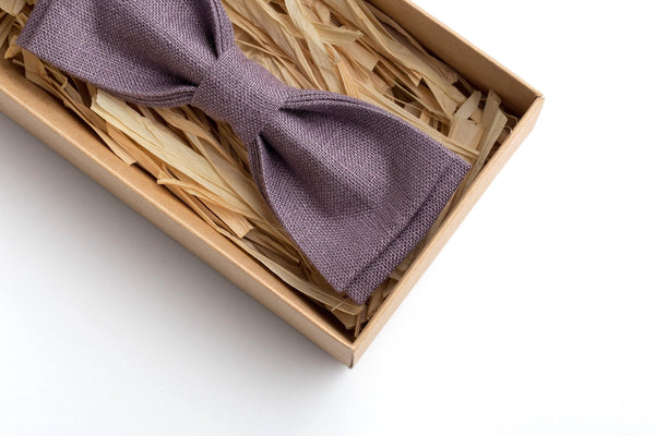 Dusty Purple Linen Pre-Tied Bow Ties and Men's Ties - Effortless Elegance for Any Occasion