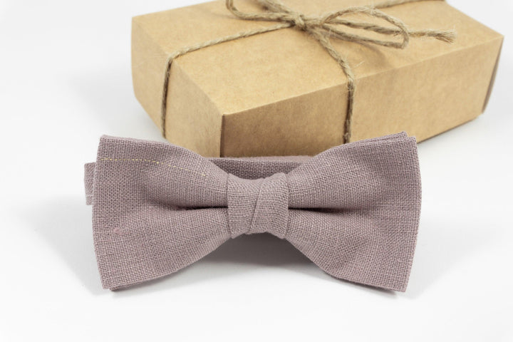 Mauve Pink linen bow tie for weddings