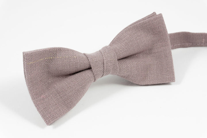 Mauve Pink linen bow tie for weddings