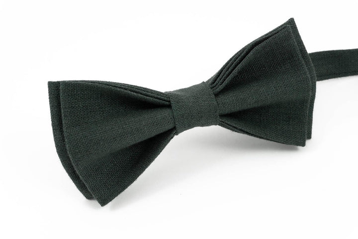 Mens Bow tie in Forest Green Color Linen Bow Tie for boys or mens