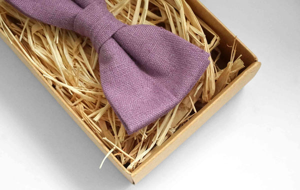 Mens Bowtie in Plum Suiting Material, Dusty Plum Bow Tie, Dusty Purple Bow Tie, Groomsmen Bow Tie, Wedding Bowties, Adjustable Bow Tie - MenLau
