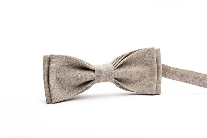Natural Linen Pre-Tied Beige Bow Ties for Men - Effortlessly Stylish