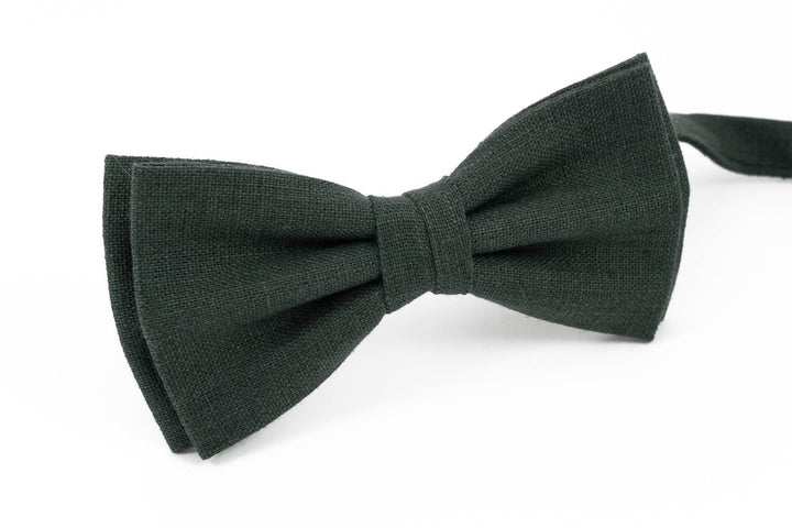 Mens solid Pre-Tied bow tie in FOREST GREEN color Dark Green Bow Tie Solid Green Wedding Formal Bow Tie