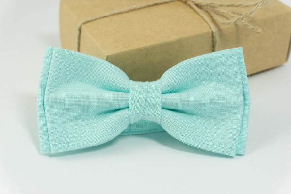 Mint bow tie for groom | Mint linen bow tie