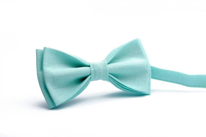 Aqua Marine Linen Bow Tie - Understated Elegance for Special Moments