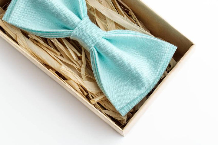 Aqua Marine Linen Bow Tie - Understated Elegance for Special Moments