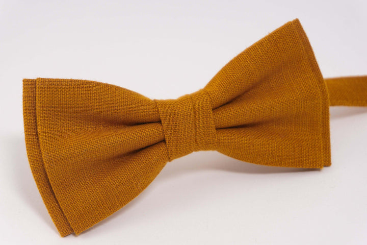 Mustard linen bow tie | mustard linen bow tie