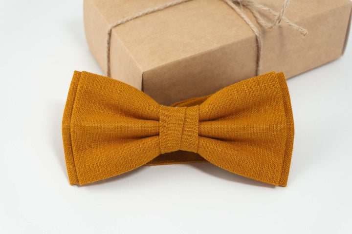 Mustard linen bow tie | mustard linen bow tie