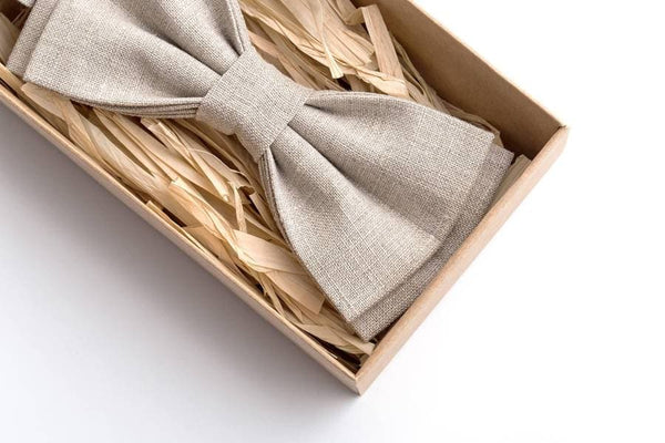 Natural Linen Bow Tie - Versatile and Stylish Accessory for Men