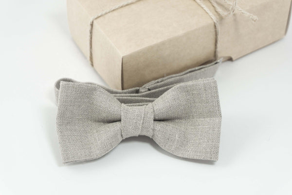 Natural linen bow tie | Natural linen toddler bow ties