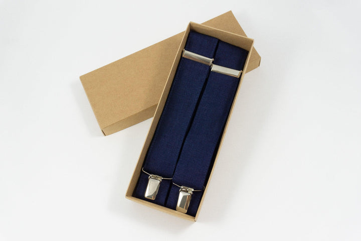 NAVY BLUE linen suspenders Adjustable Y- Back Suspenders - ADULT Baby Boys Kids Children Mens Groom Page Boy Wedding
